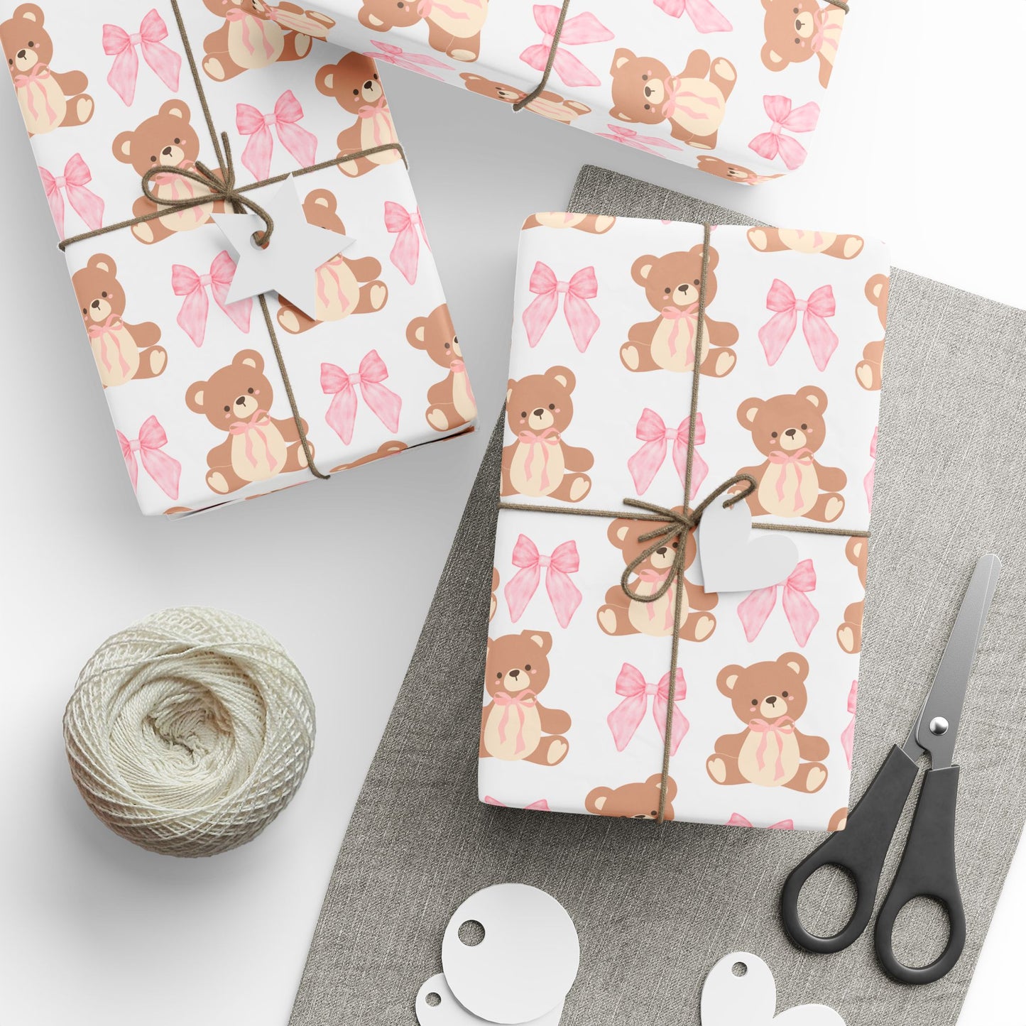 Wrapping Paper — Cute Pink Teddy Bear Pattern Gift Wrap
