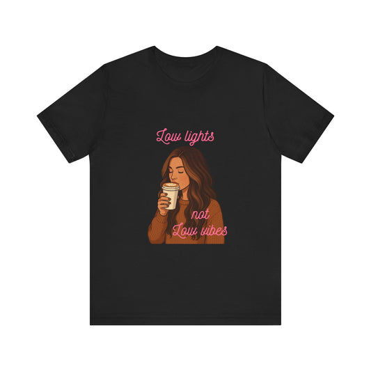 Low Lights Not Low Vibes T-Shirt | Funny Hairstylist Fall Shirt | Cozy Latte Salon Tee for Colorists & Hair Lovers